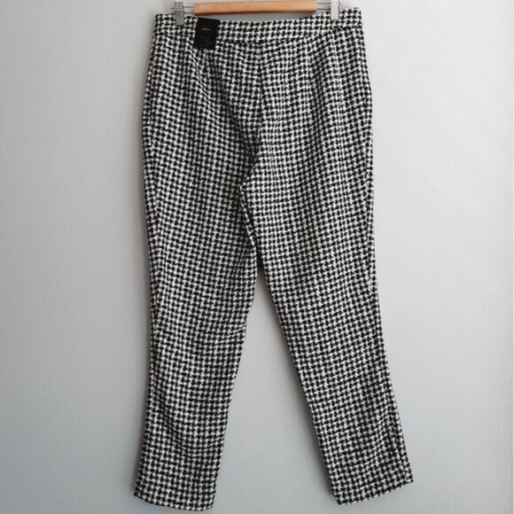 AUTRES FILLES / Houndstooth Slim Leg Ankle Crop Trousers B&W Houndstooth Sz M - Picture 10 of 15